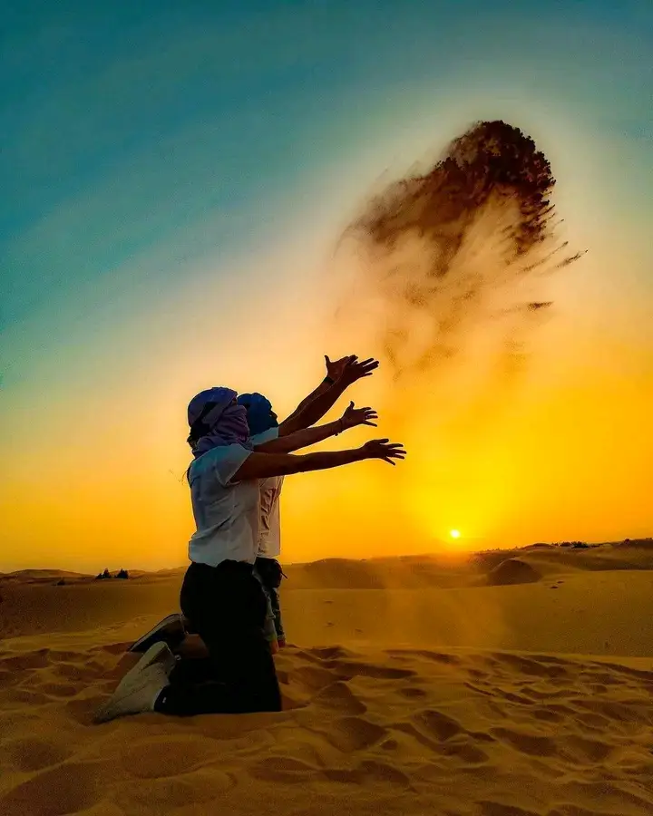 amazing sunset in MERZOUGA Sahara desert
