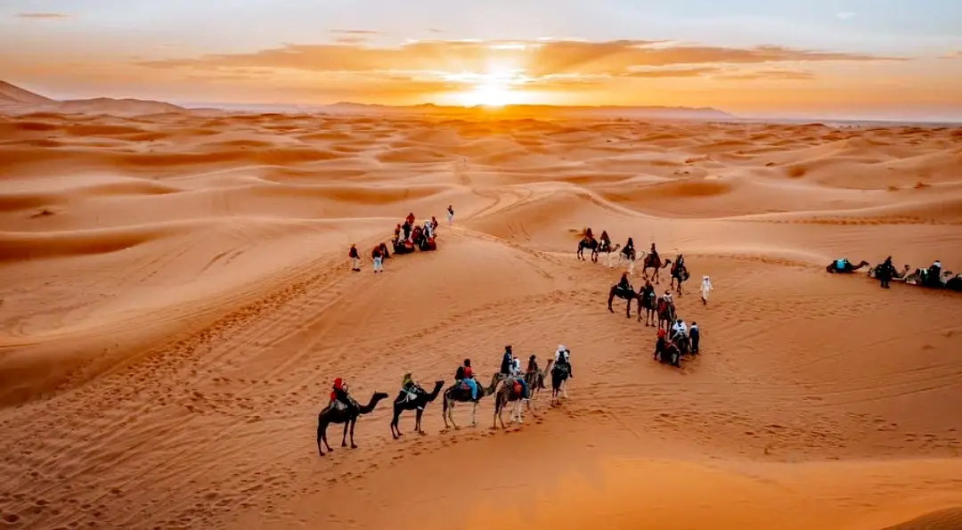 here its where we have a stop in the middle of the desert to enjoy the sunset and after we continue to the luxury camp